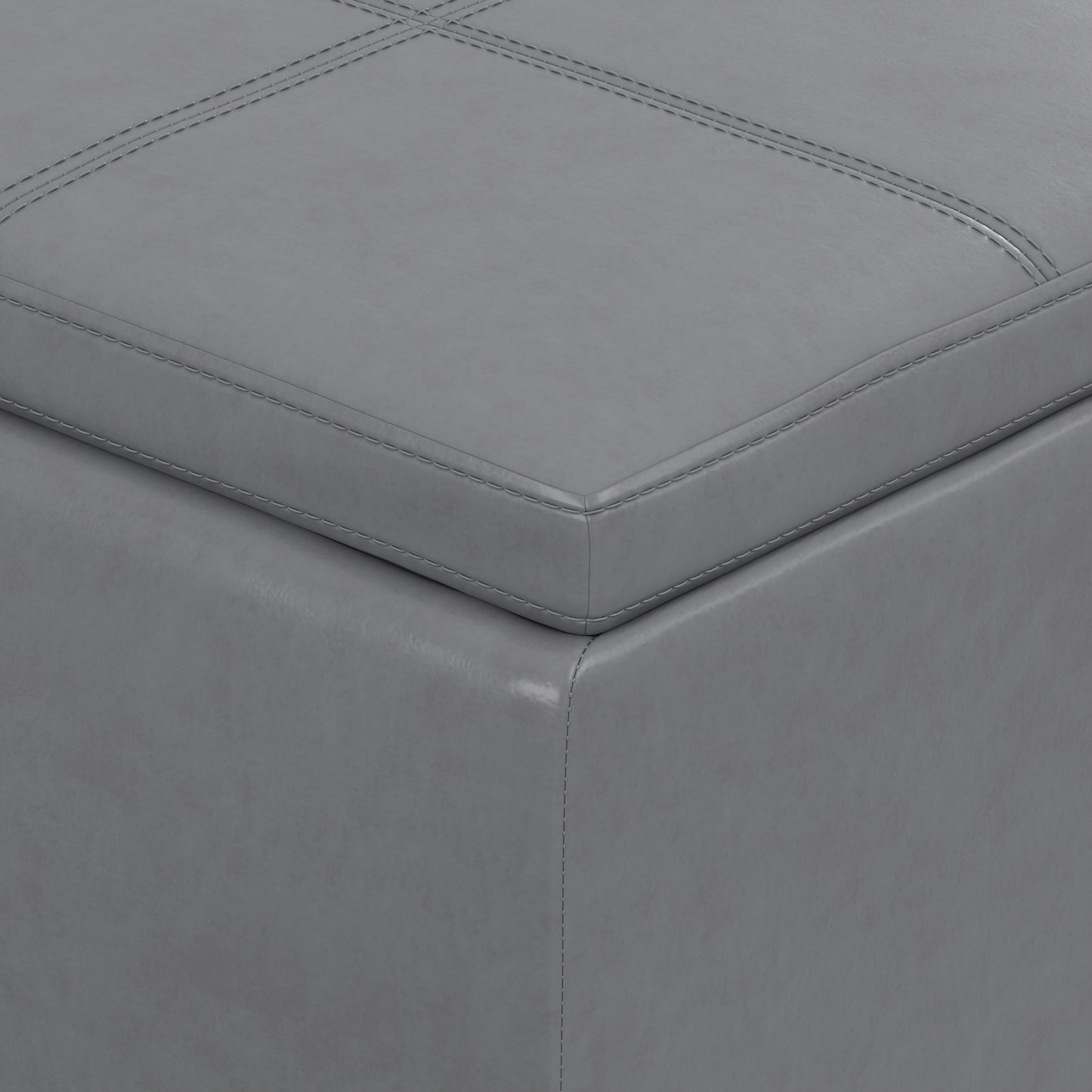 Stone Grey Vegan Leather | Avalon 3 Trays Ottoman in Vegan Leather