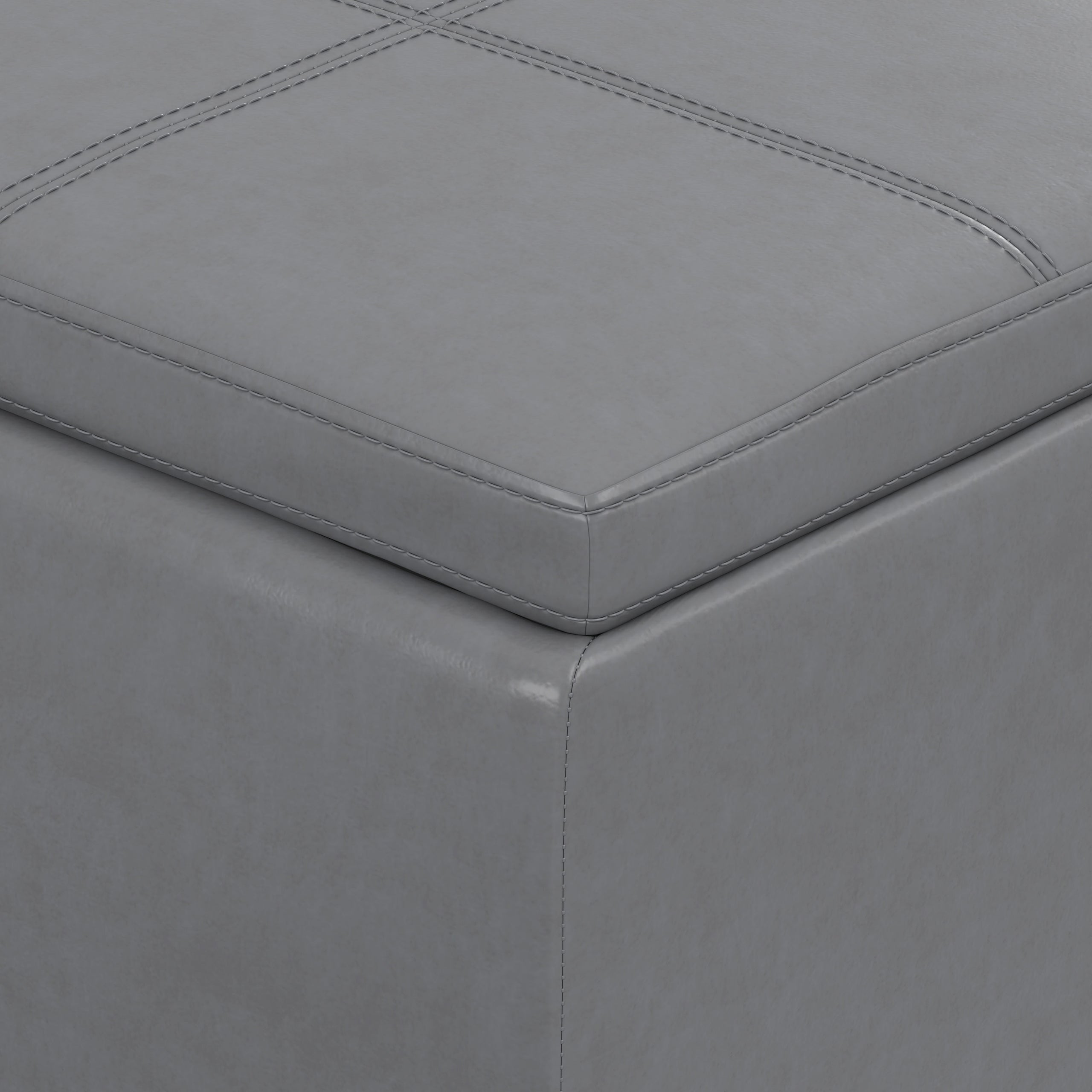 Stone Grey Vegan Leather | Avalon 3 Trays Ottoman in Vegan Leather