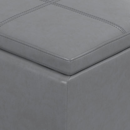 Stone Grey Vegan Leather | Avalon 3 Trays Ottoman in Vegan Leather