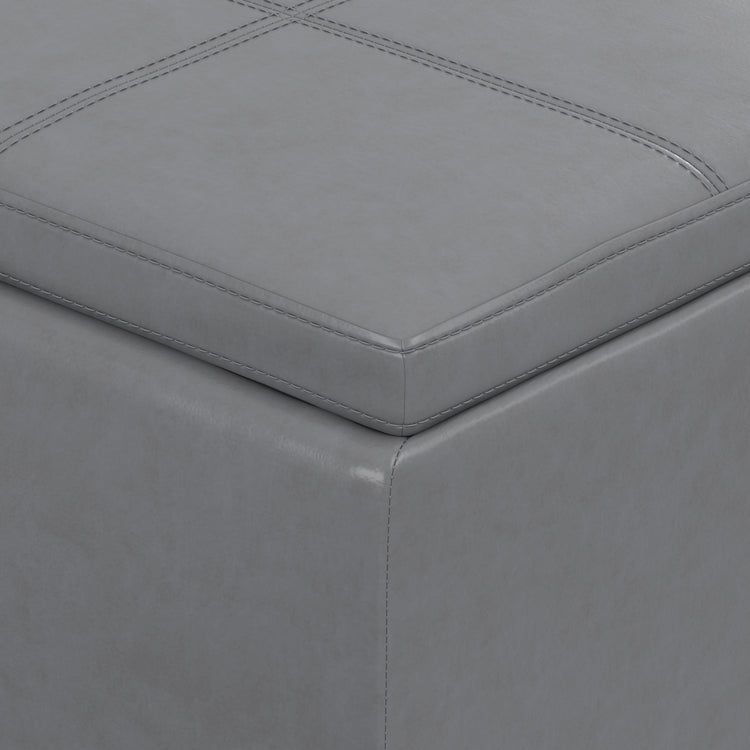 Stone Grey Vegan Leather | Avalon 3 Trays Ottoman in Vegan Leather