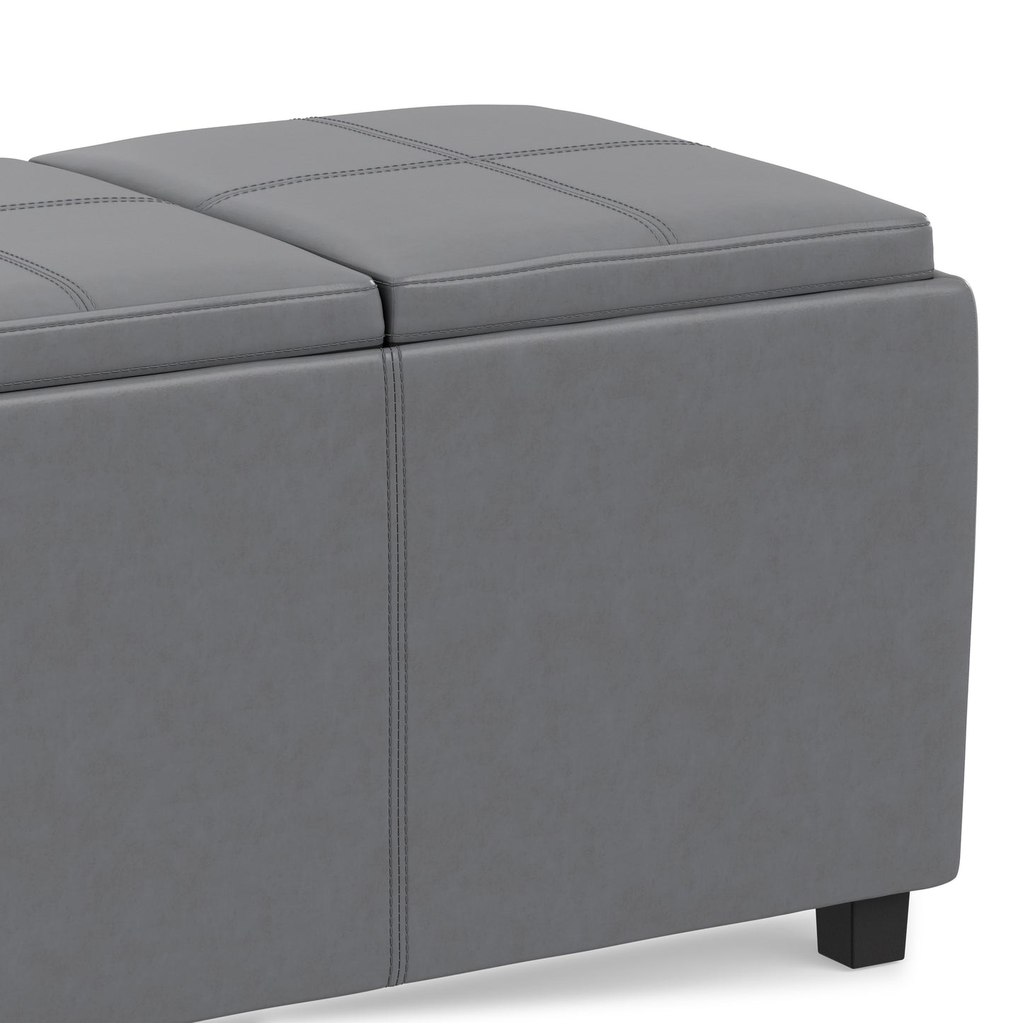 Stone Grey Vegan Leather | Avalon 3 Trays Ottoman in Vegan Leather