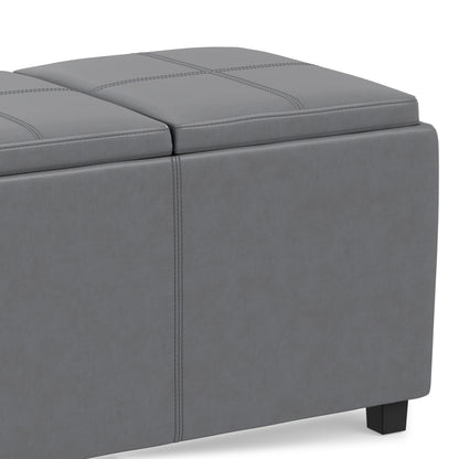 Stone Grey Vegan Leather | Avalon 3 Trays Ottoman in Vegan Leather