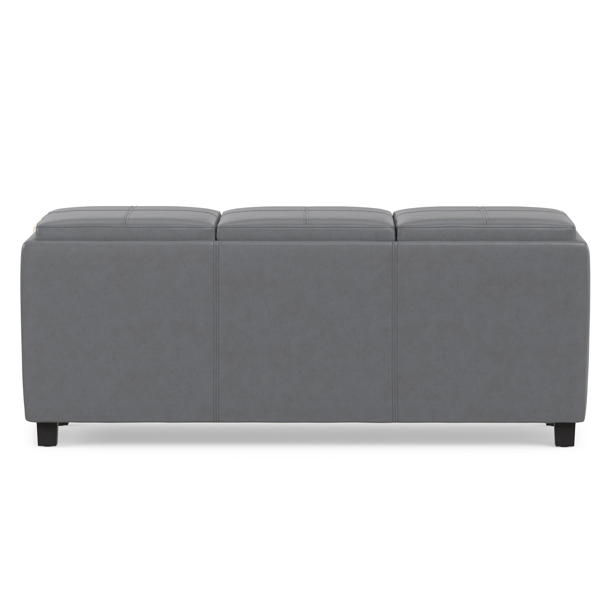 Stone Grey Vegan Leather | Avalon 3 Trays Ottoman in Vegan Leather