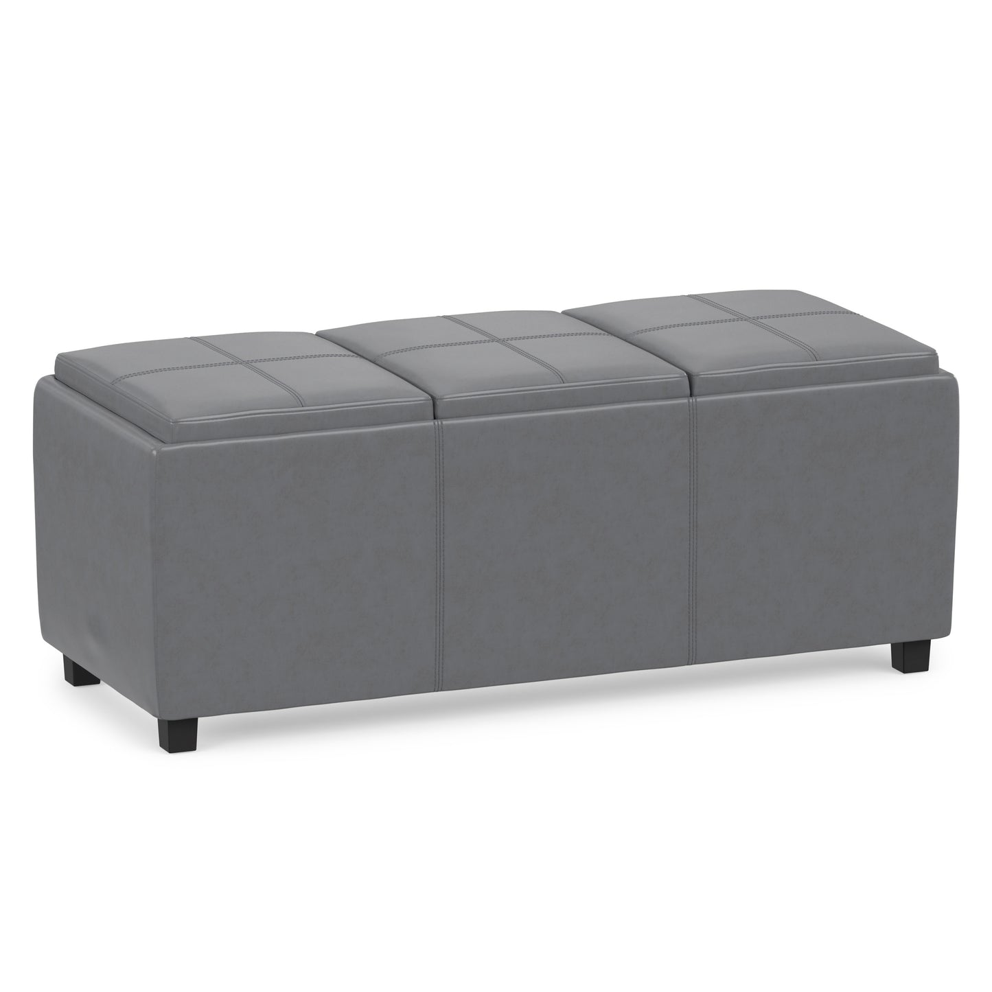 Stone Grey Vegan Leather | Avalon 3 Trays Ottoman in Vegan Leather