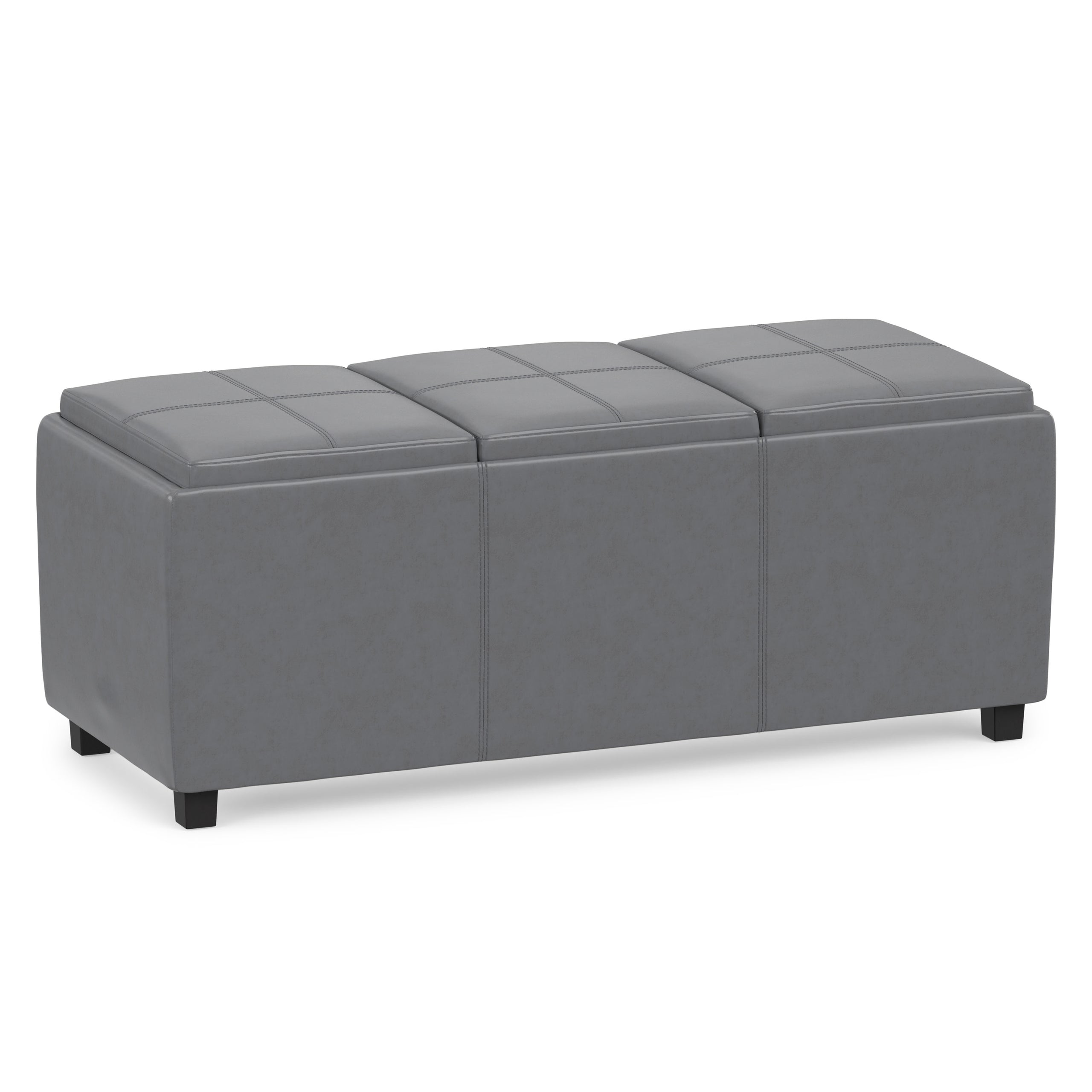 Stone Grey Vegan Leather | Avalon 3 Trays Ottoman in Vegan Leather
