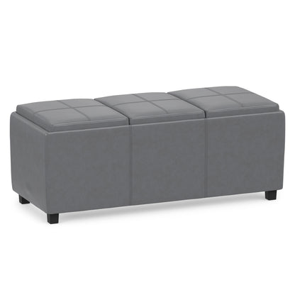 Stone Grey Vegan Leather | Avalon 3 Trays Ottoman in Vegan Leather
