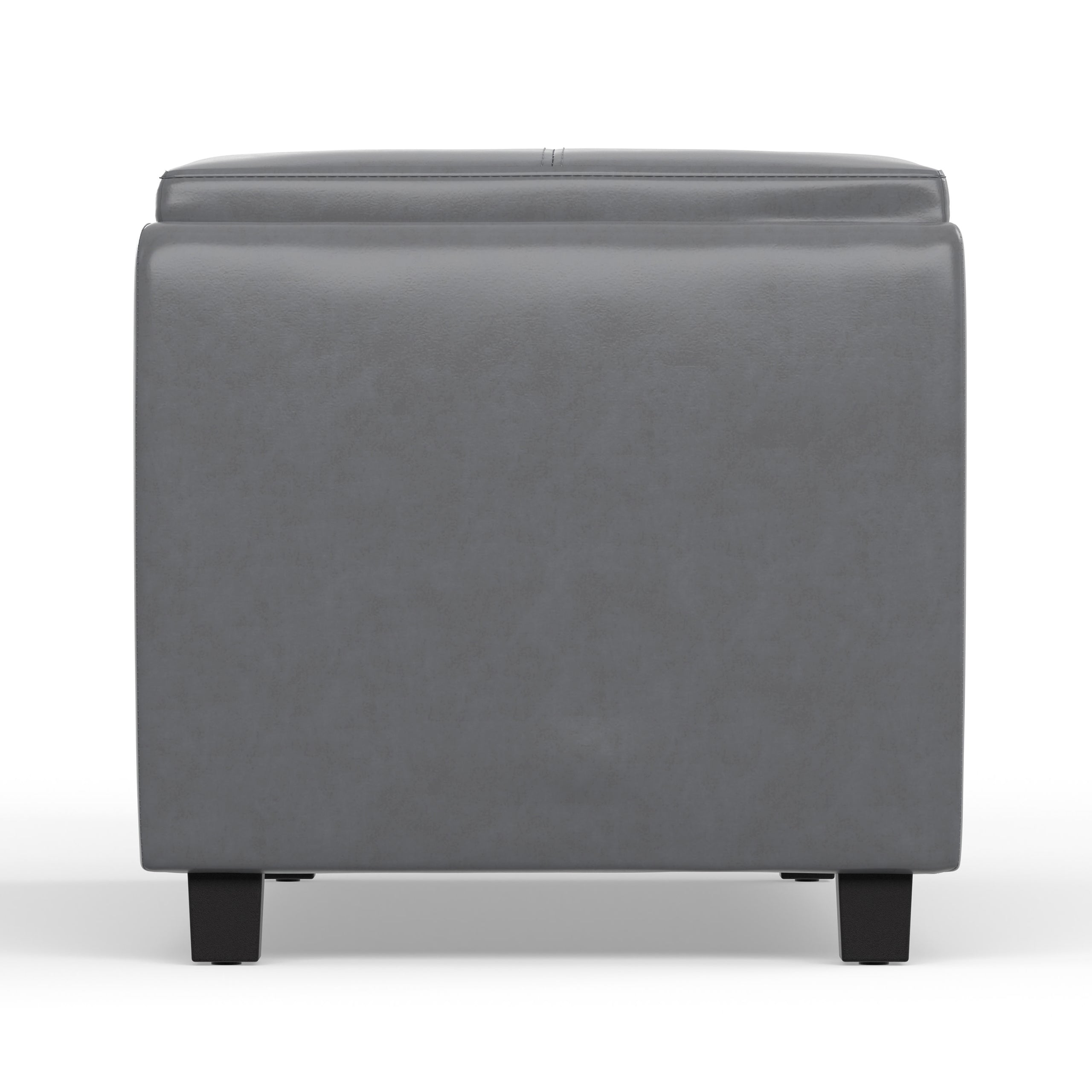 Stone Grey Vegan Leather | Avalon 3 Trays Ottoman in Vegan Leather