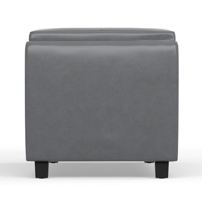 Stone Grey Vegan Leather | Avalon 3 Trays Ottoman in Vegan Leather