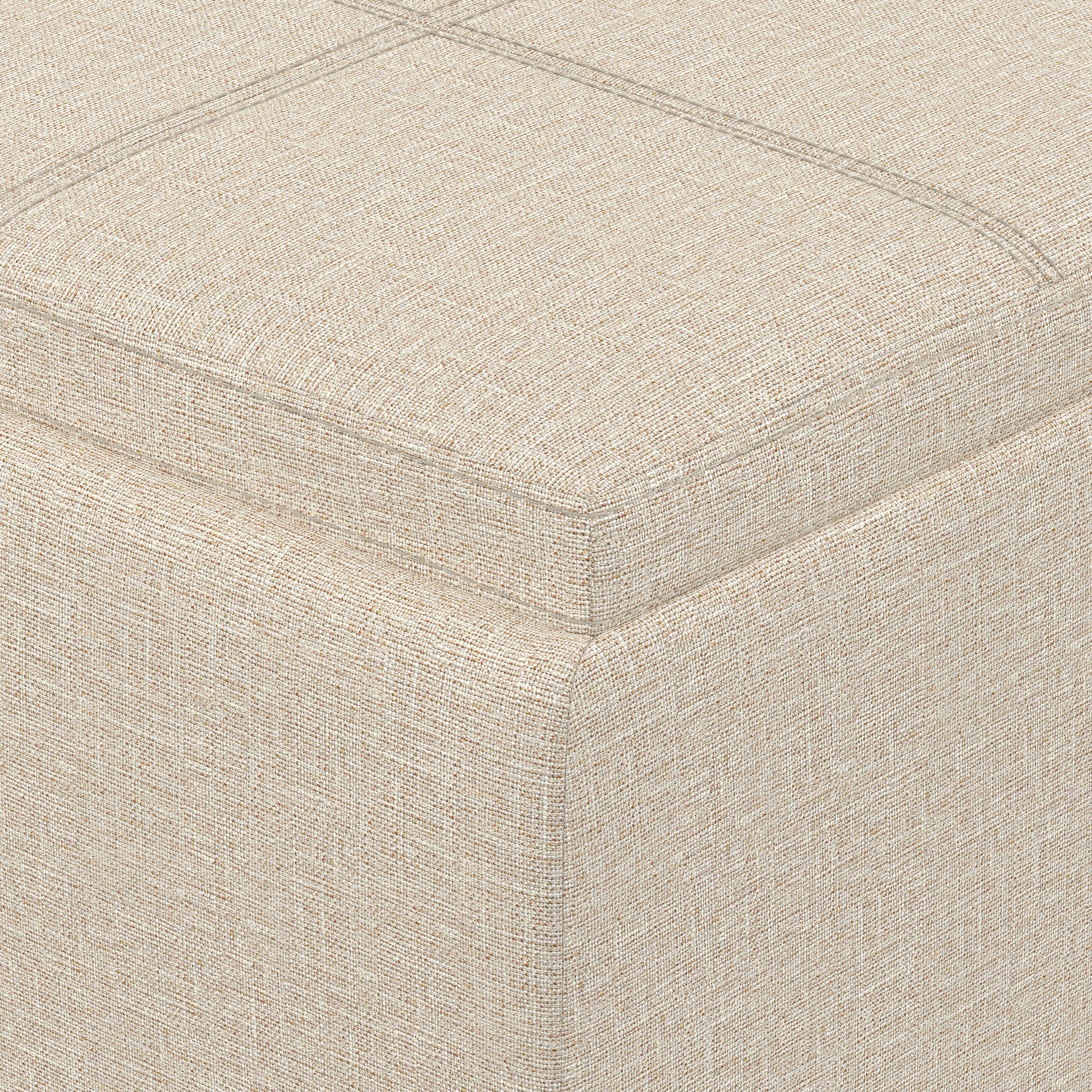 Natural Linen Style Fabric | Avalon 3 Trays Ottoman in Linen