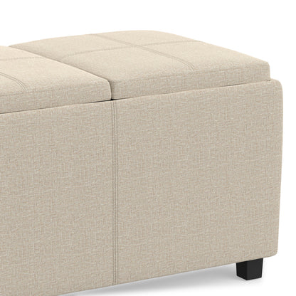 Natural Linen Style Fabric | Avalon 3 Trays Ottoman in Linen