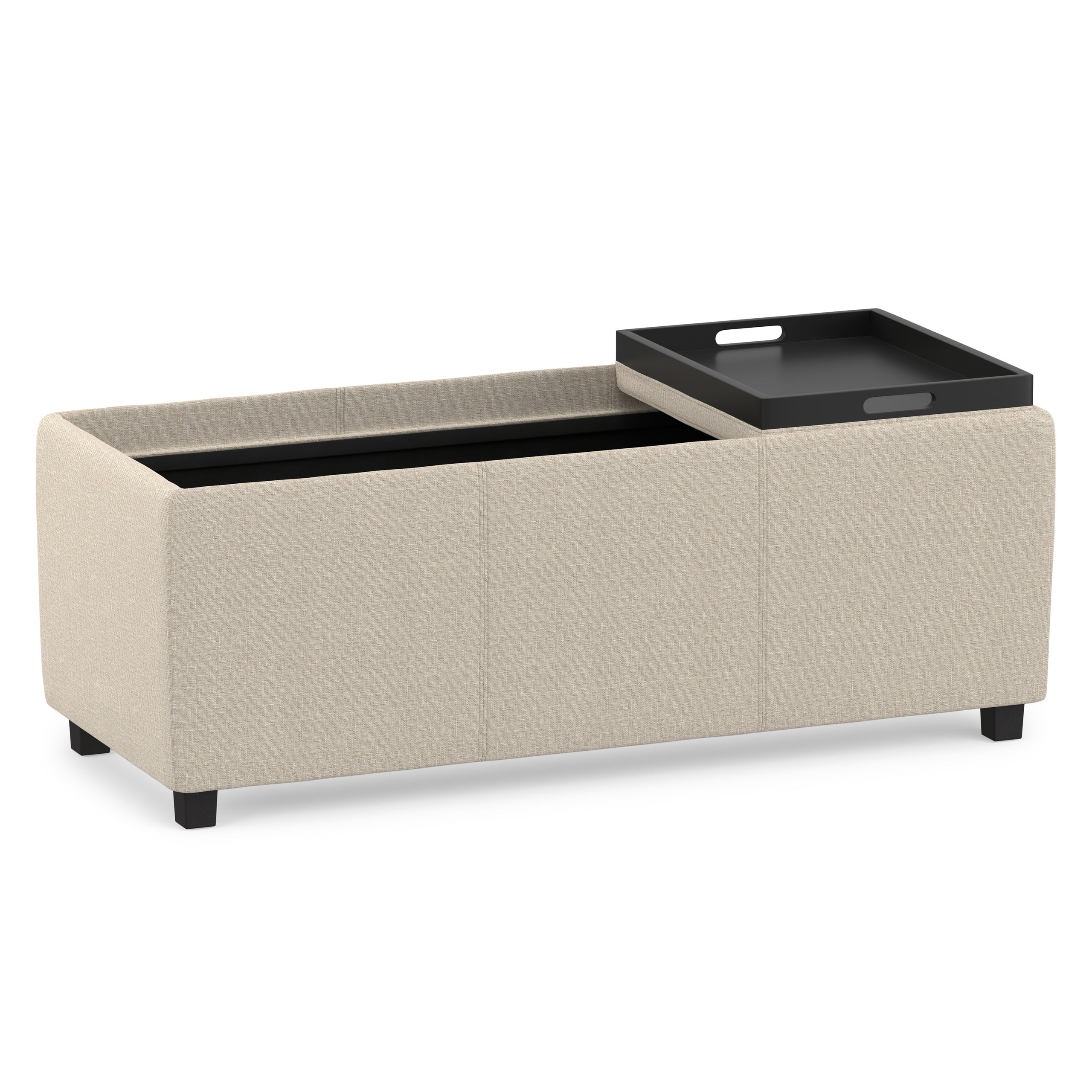 Natural Linen Style Fabric | Avalon 3 Trays Ottoman in Linen