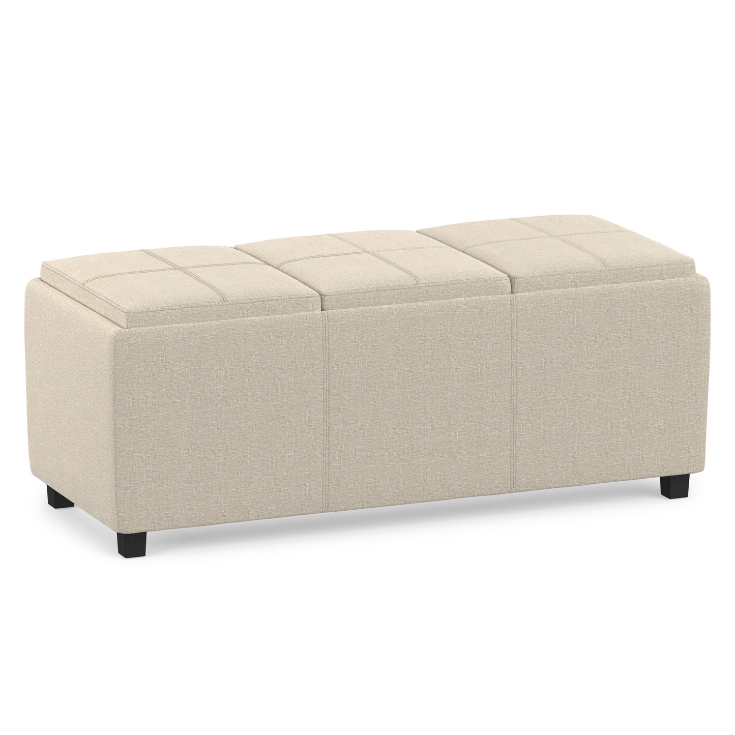 Natural Linen Style Fabric | Avalon 3 Trays Ottoman in Linen