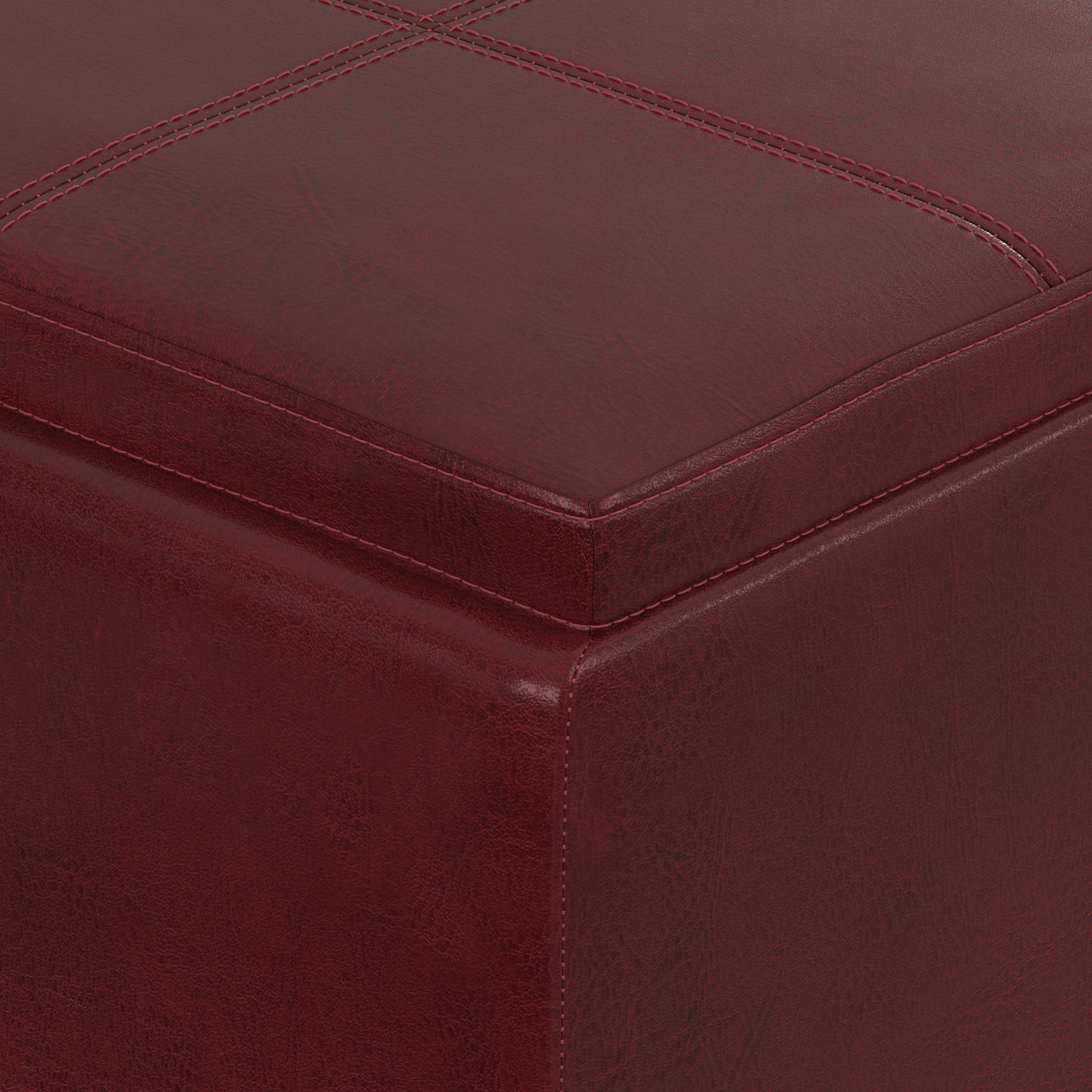 Radicchio Red Vegan Leather | Avalon 3 Trays Ottoman in Vegan Leather