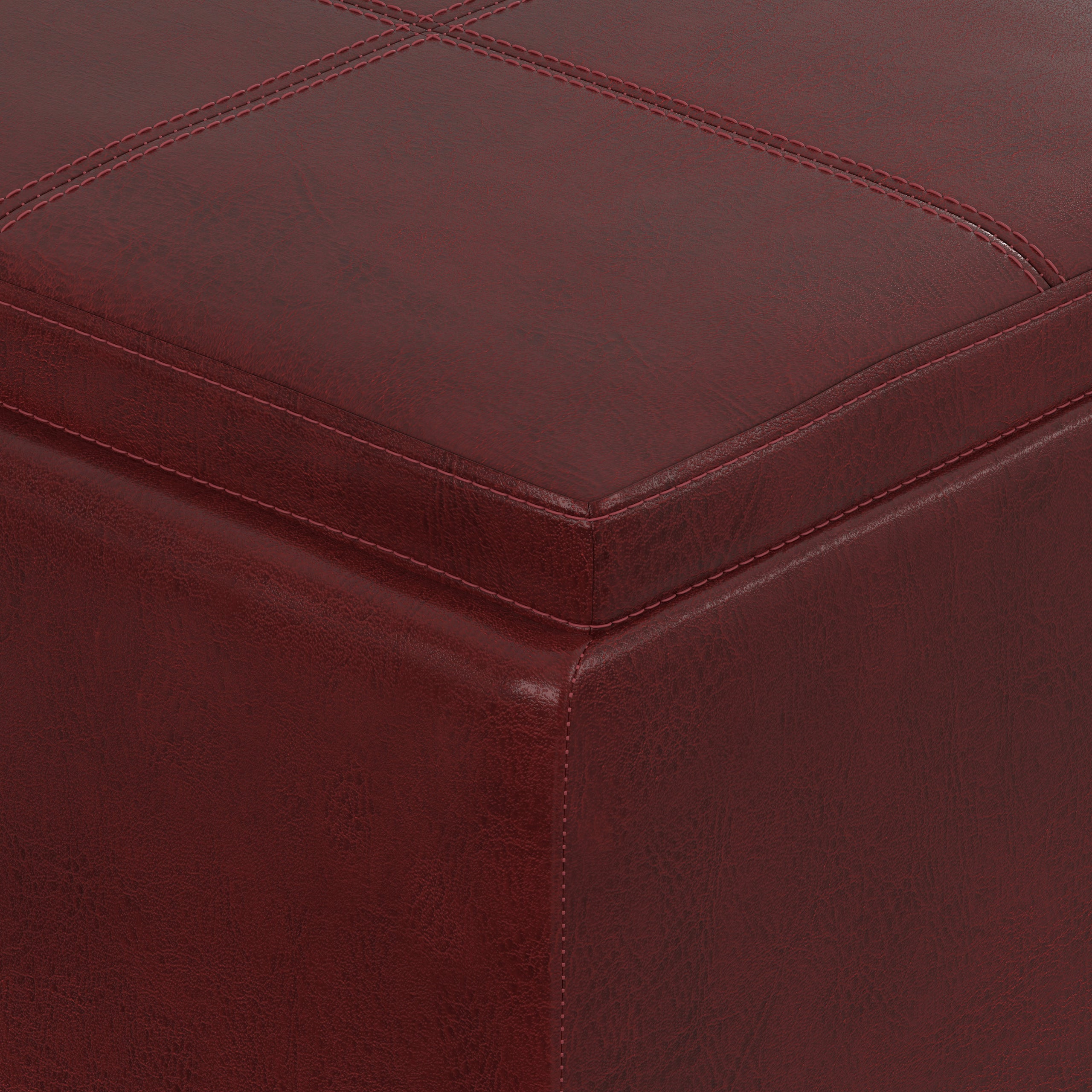 Radicchio Red Vegan Leather | Avalon 3 Trays Ottoman in Vegan Leather