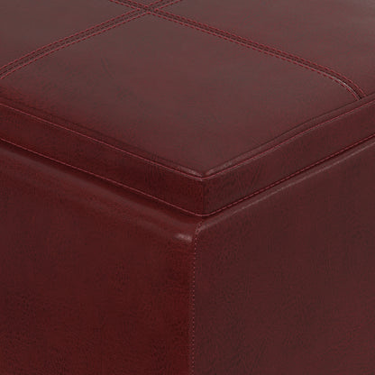 Radicchio Red Vegan Leather | Avalon 3 Trays Ottoman in Vegan Leather