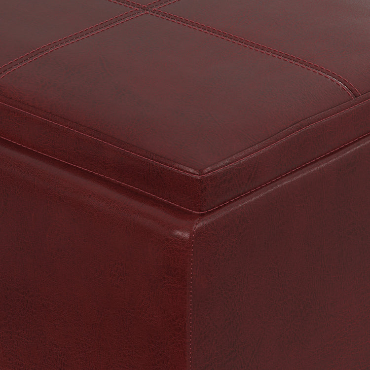 Radicchio Red Vegan Leather | Avalon 3 Trays Ottoman in Vegan Leather