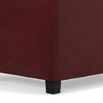 Radicchio Red Vegan Leather | Avalon 3 Trays Ottoman in Vegan Leather