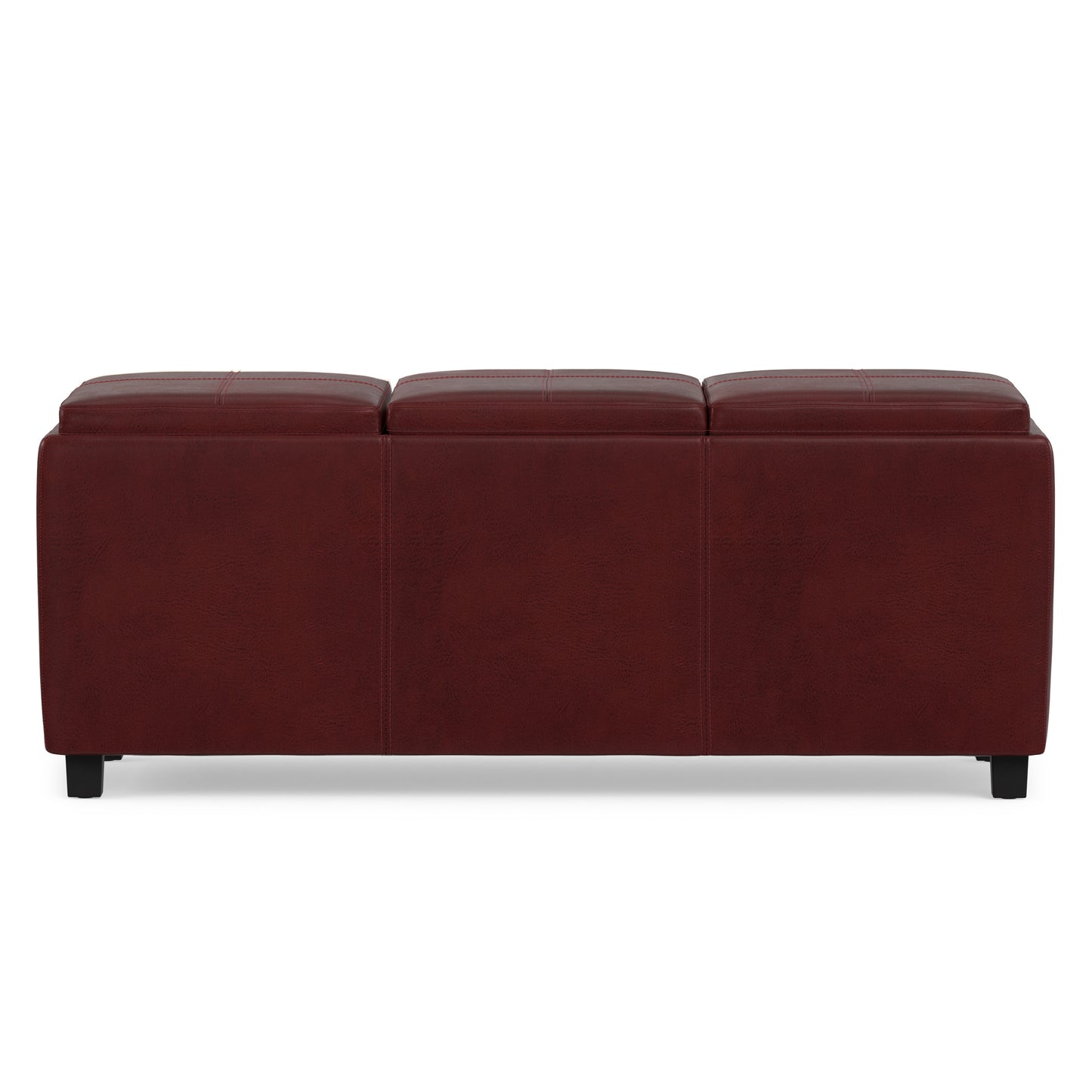 Radicchio Red Vegan Leather | Avalon 3 Trays Ottoman in Vegan Leather