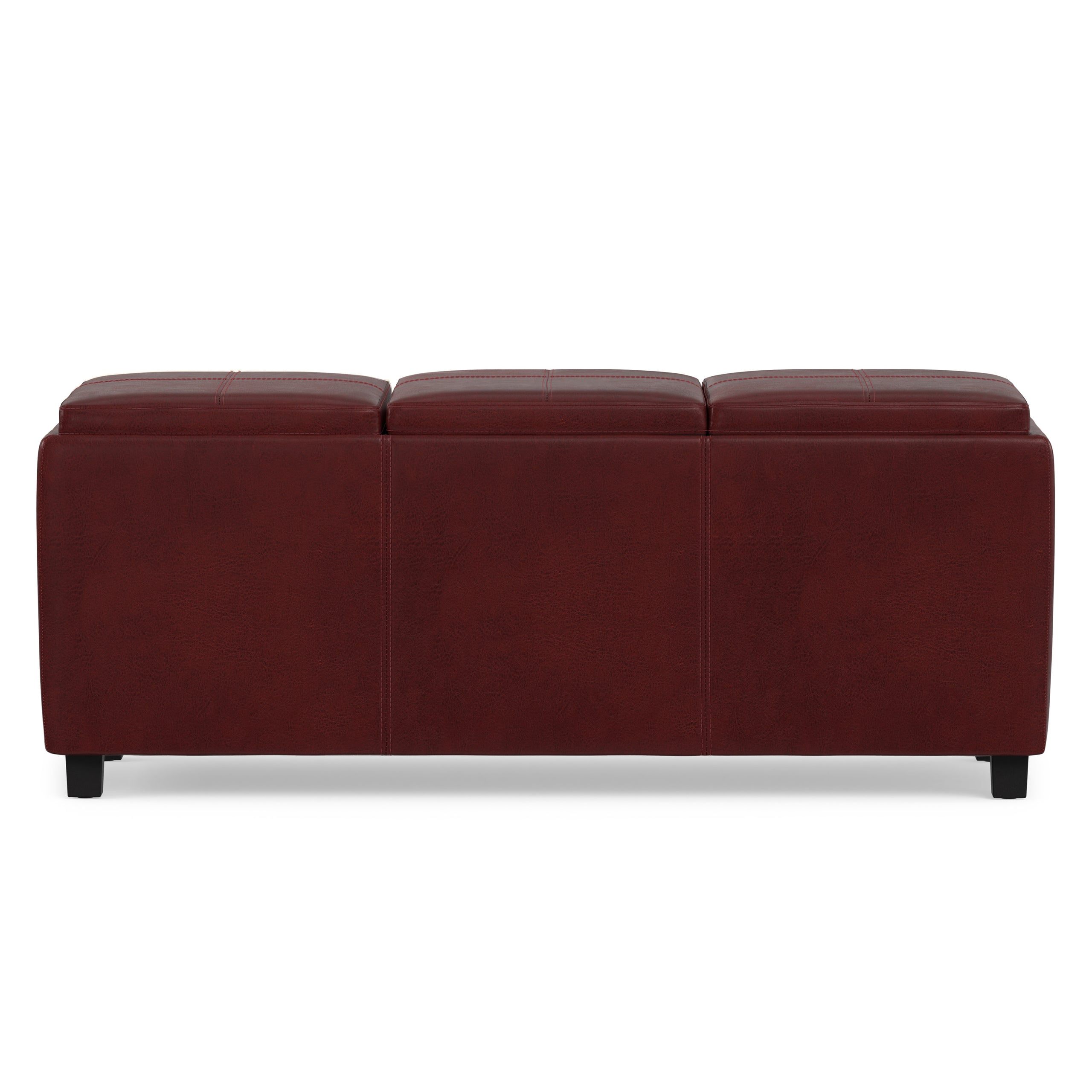 Radicchio Red Vegan Leather | Avalon 3 Trays Ottoman in Vegan Leather