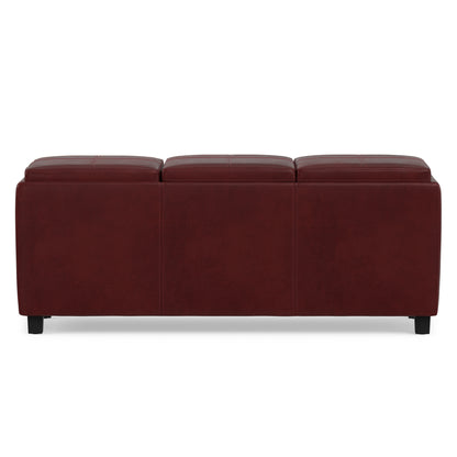 Radicchio Red Vegan Leather | Avalon 3 Trays Ottoman in Vegan Leather