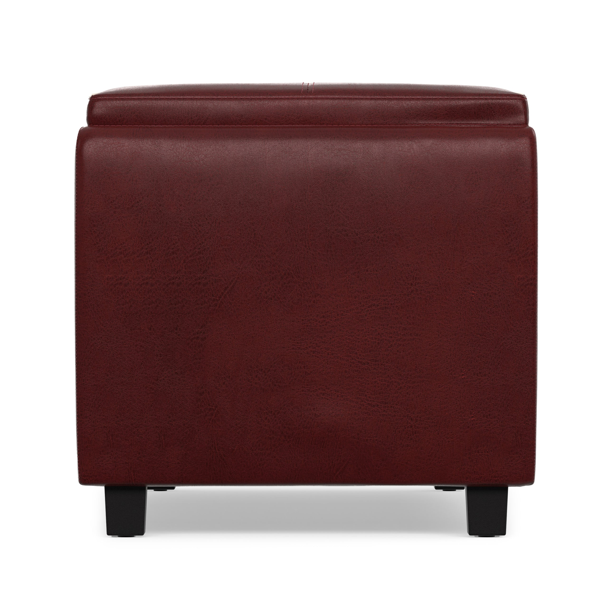 Radicchio Red Vegan Leather | Avalon 3 Trays Ottoman in Vegan Leather