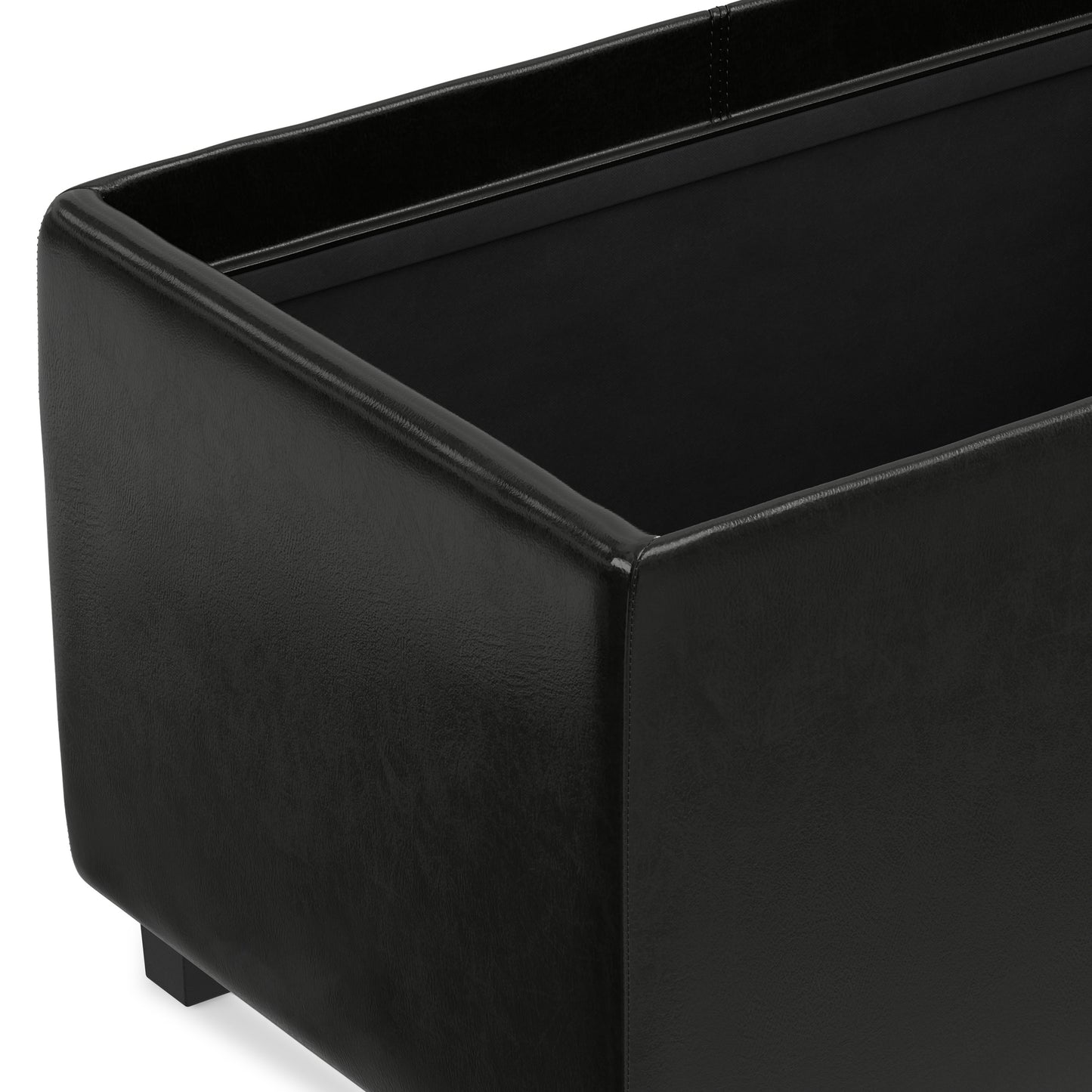 Black Vegan Leather | Avalon Linen Look Storage Ottoman with Three Trays