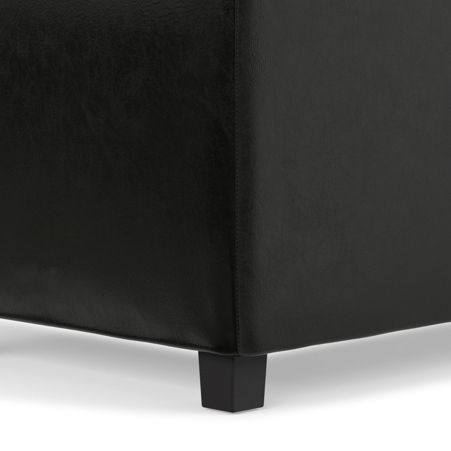 Black Vegan Leather | Avalon Linen Look Storage Ottoman with Three Trays