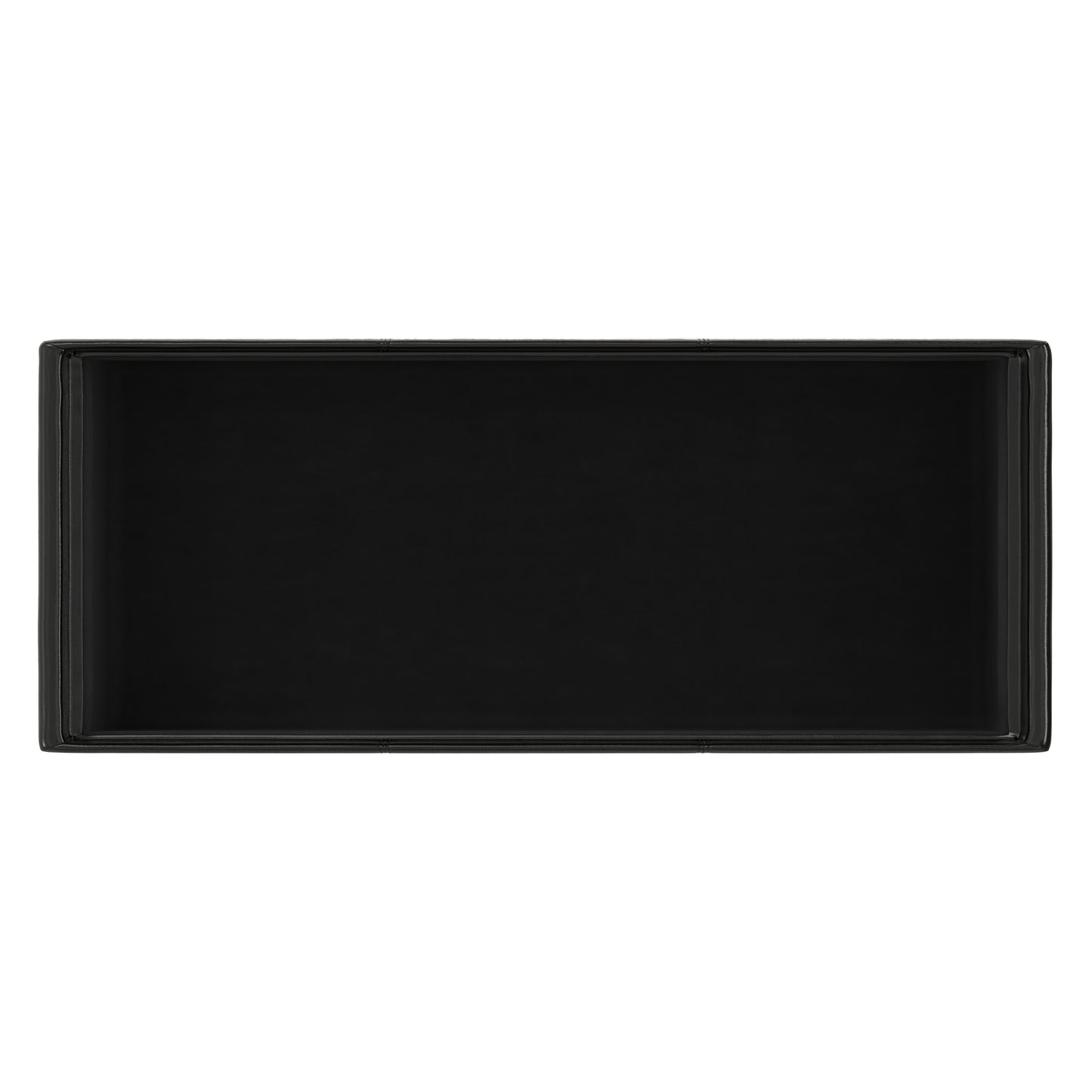 Black Vegan Leather | Avalon Linen Look Storage Ottoman with Three Trays