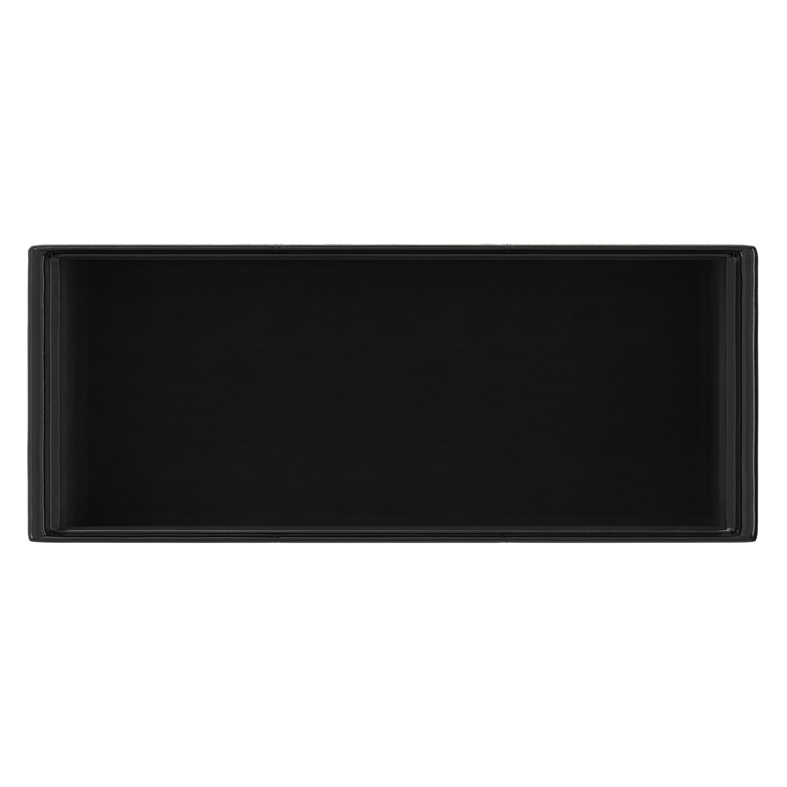 Black Vegan Leather | Avalon Linen Look Storage Ottoman with Three Trays