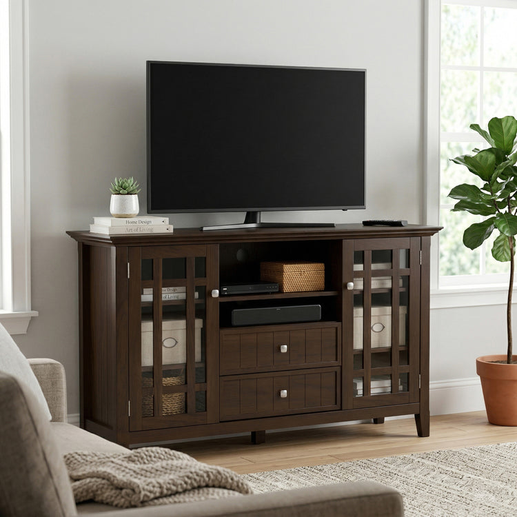 Dark Tobacco Brown Solid Wood - Pine | Bedford Tall TV Stand