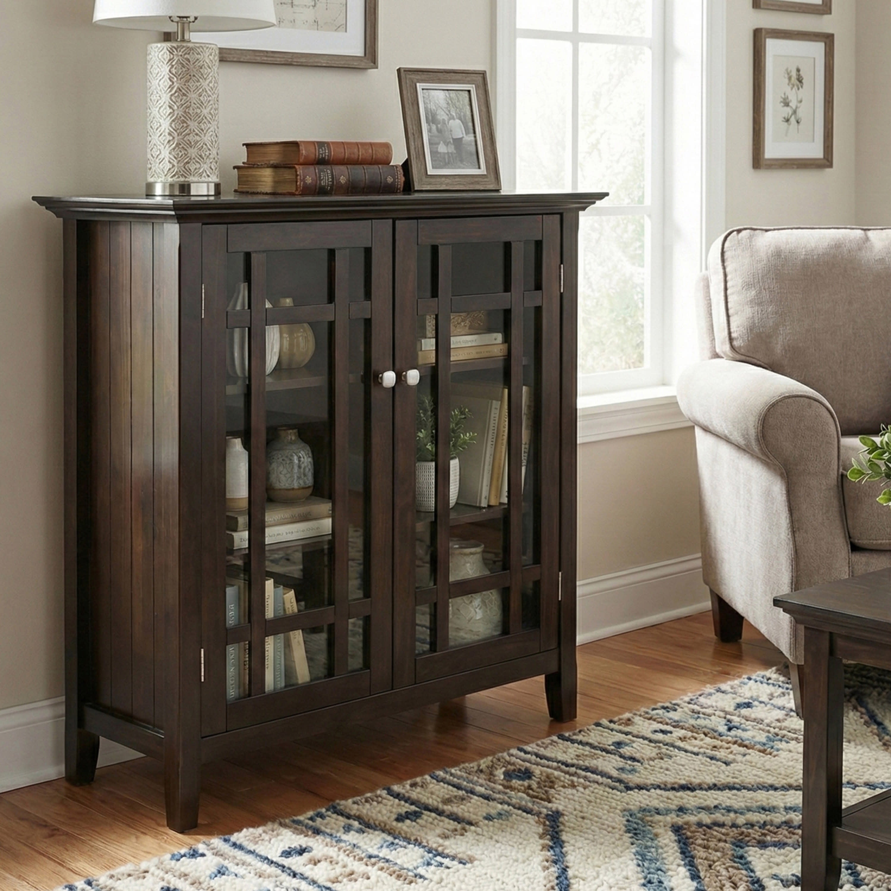 Solid Wood Storage Cabinet | Bedford Medium Cabinet – Simpli Home