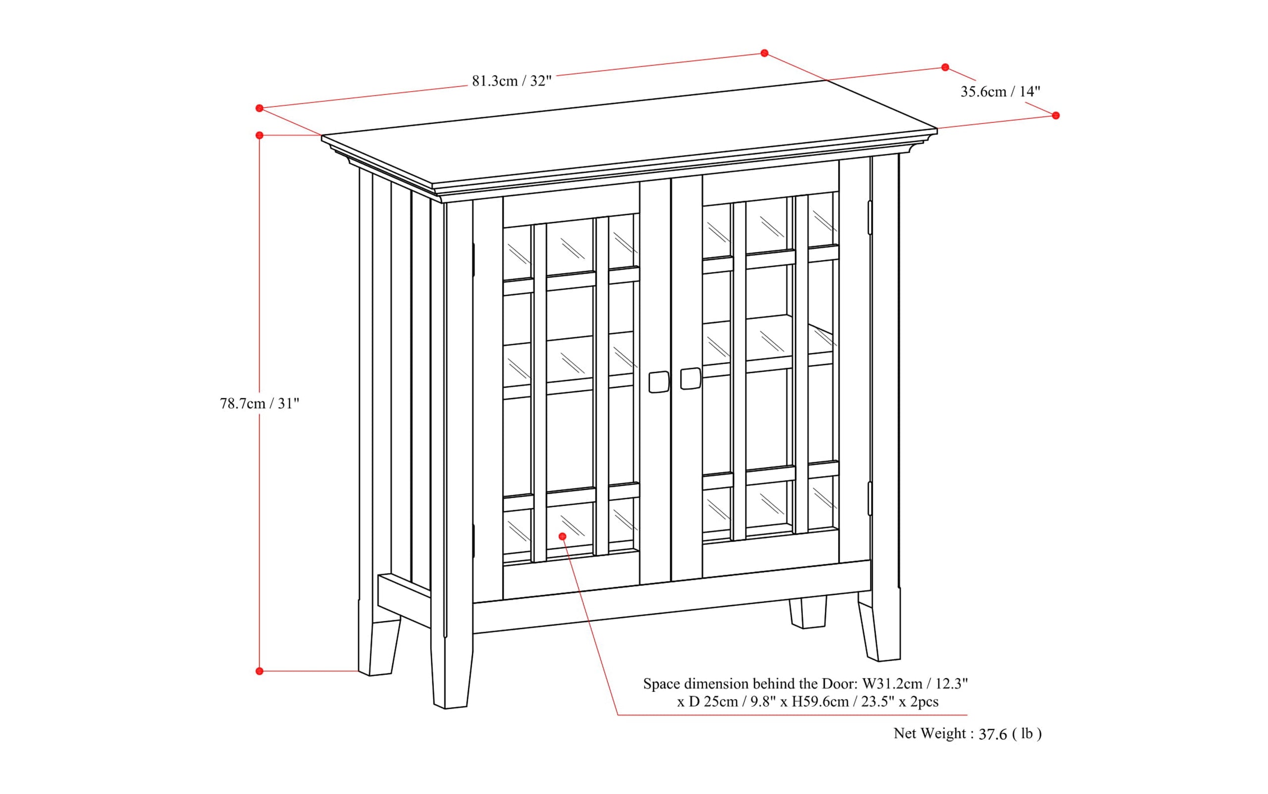 Dark Tobacco Brown | Bedford Low Storage Cabinet