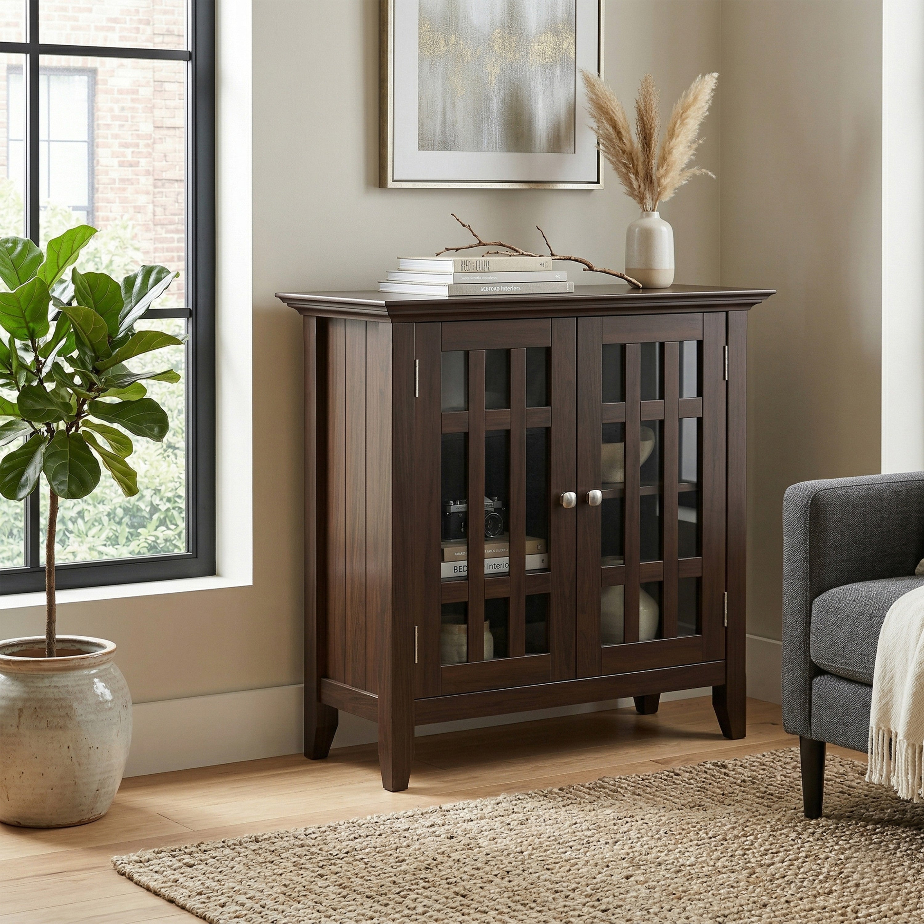Solid Wood Media Cabinet | Bedford Low Storage Cabinet – Simpli Home
