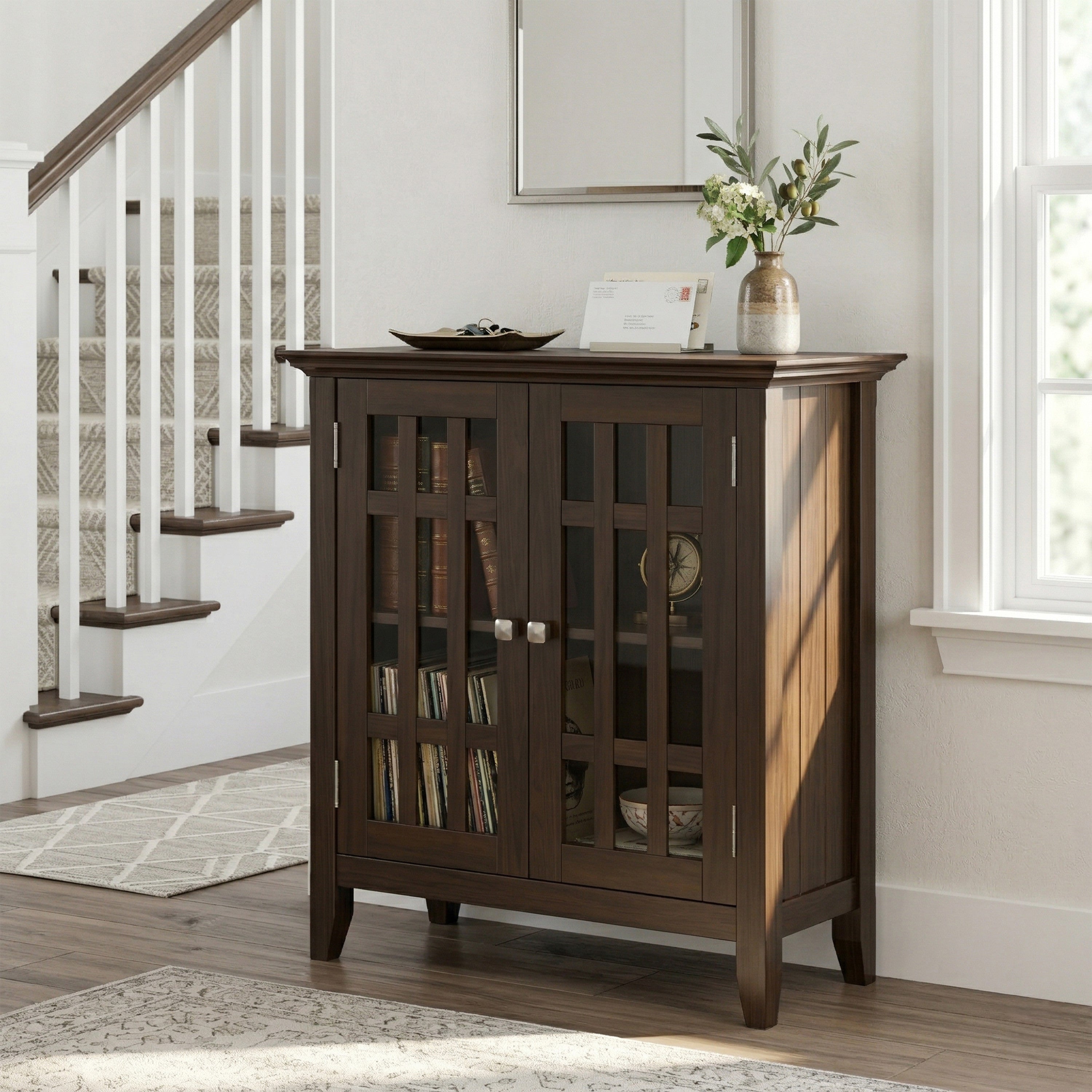 Solid Wood Media Cabinet | Bedford Low Storage Cabinet – Simpli Home