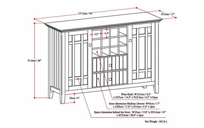 Dark Tobacco Brown | Bedford Sideboard Buffet & Winerack
