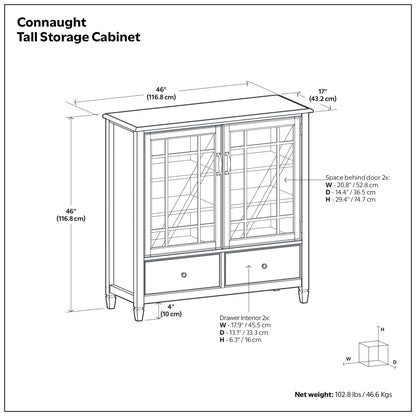 Dark Chestnut Brown Solid Wood - Pine | Connaught Tall Storage Cabinet