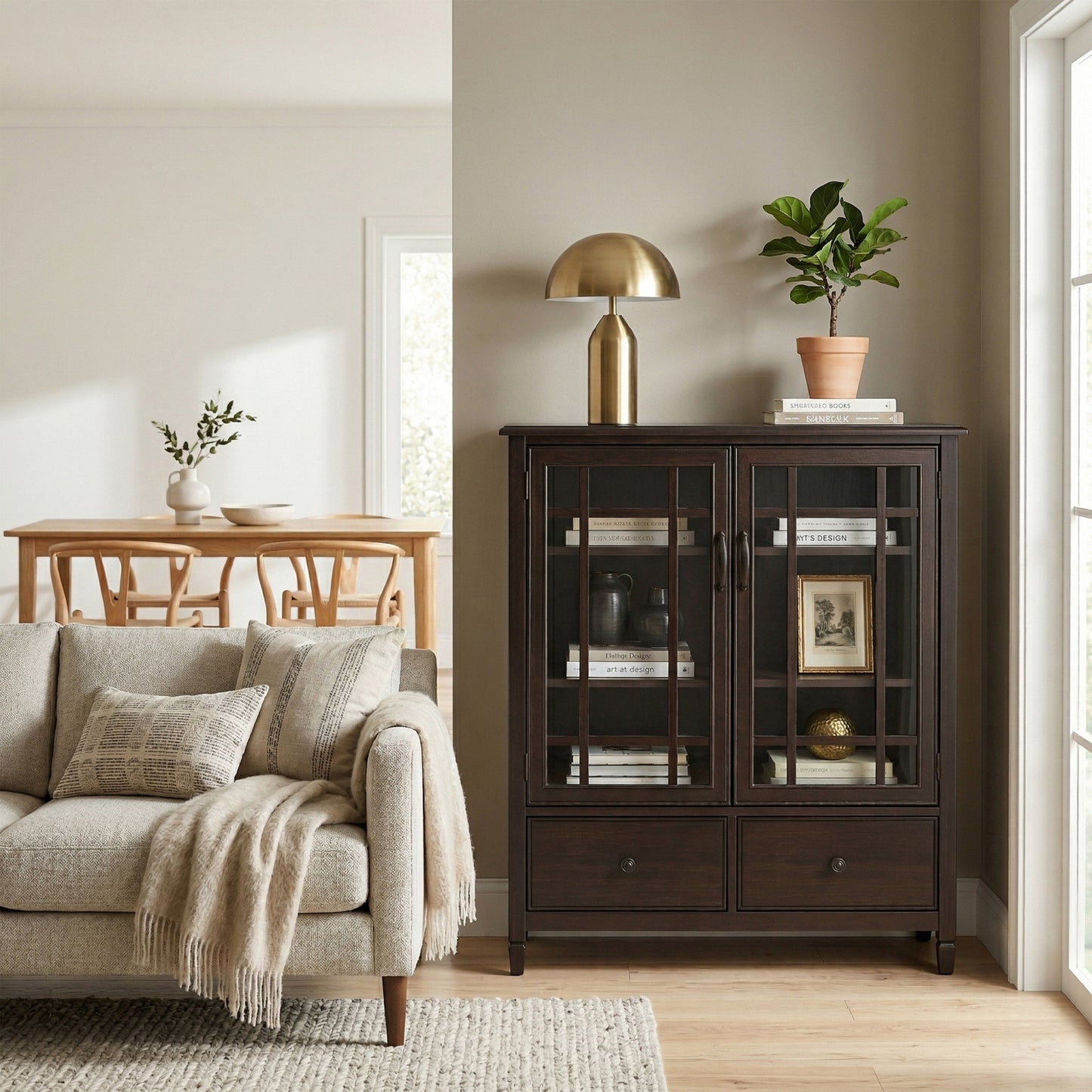 Dark Chestnut Brown Solid Wood - Pine | Connaught Tall Storage Cabinet