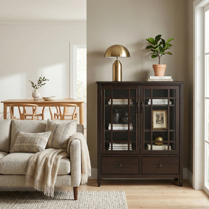 Dark Chestnut Brown Solid Wood - Pine | Connaught Tall Storage Cabinet