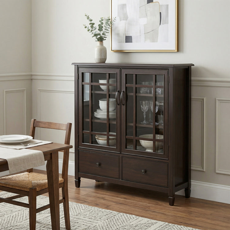 Dark Chestnut Brown Solid Wood - Pine | Connaught Tall Storage Cabinet