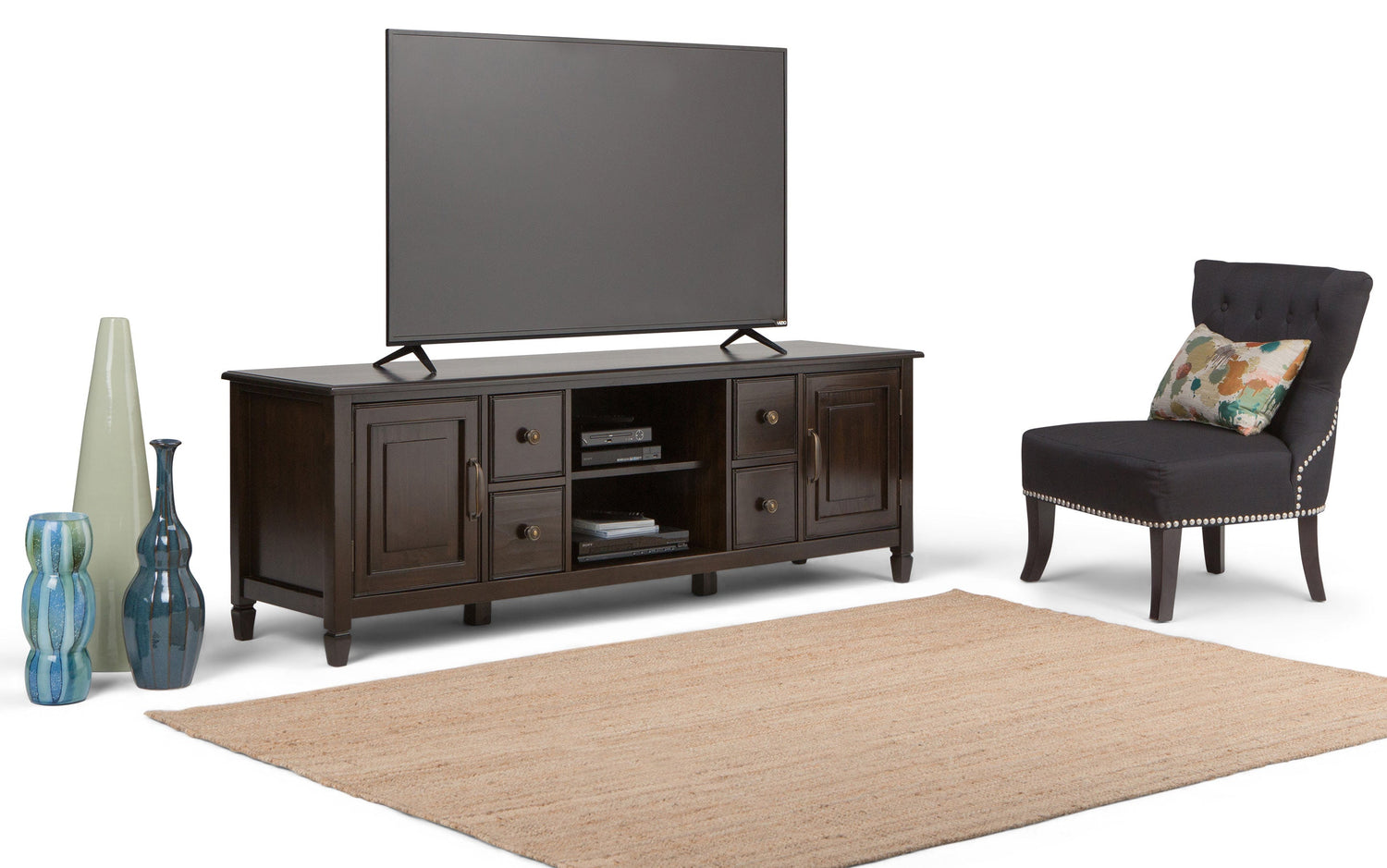 Dark Chestnut Brown | Connaught 72 x 18 x 24 inch Wide TV Stand