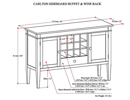 Tobacco Brown | Carlton Sideboard Buffet & Wine Rack