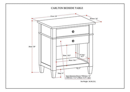 Rustic Natural Aged Brown | Carlton Bedside Table