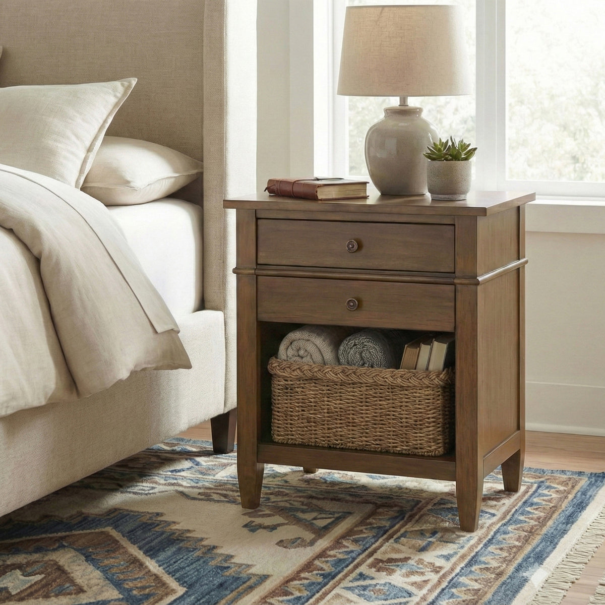 Rustic Natural Aged Brown | Carlton Bedside Table
