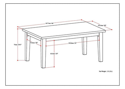 Java Brown Rubberwood | Eastwood 66 x 40 inch Rectangle Dining Table