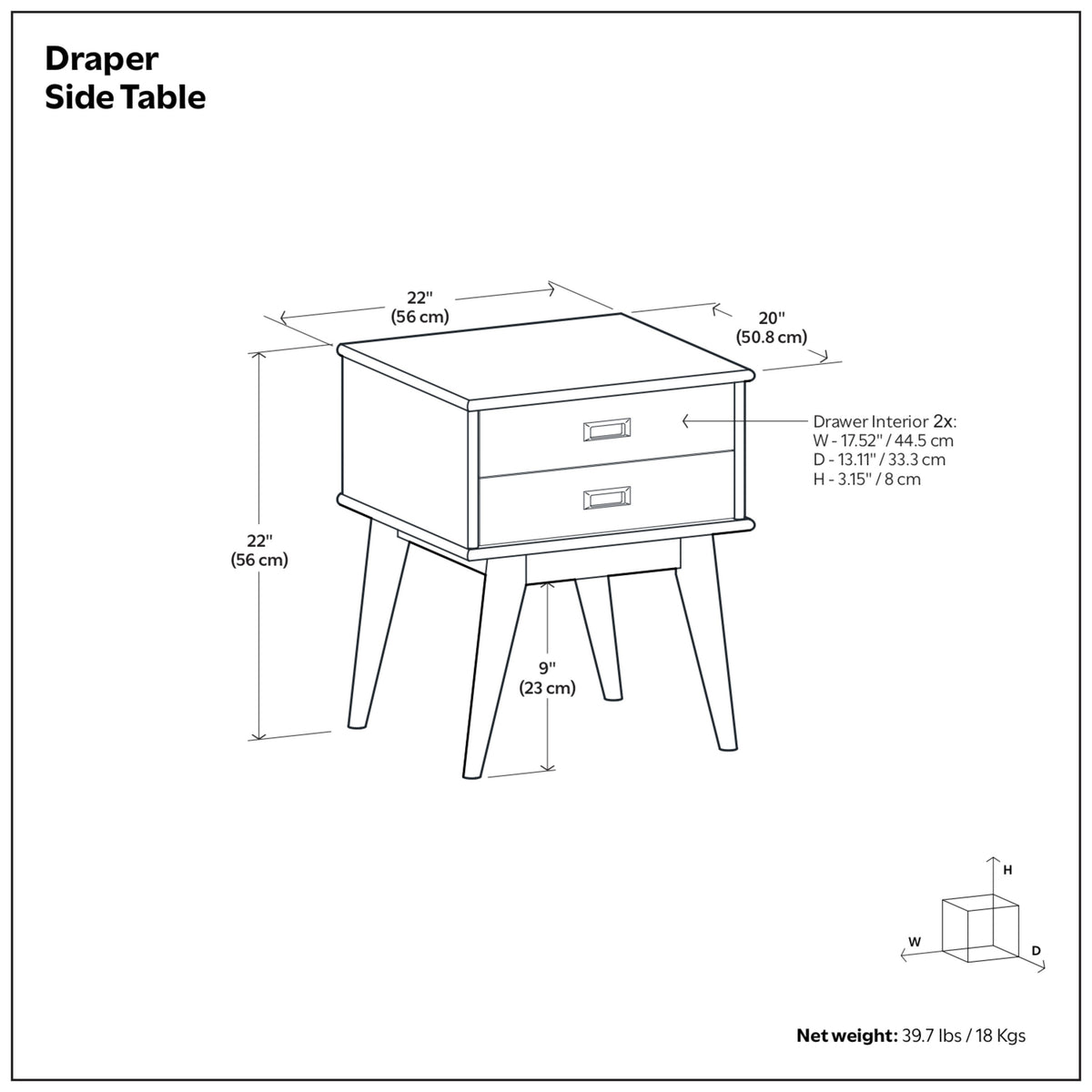 Teak Brown | Draper Mid Century Side Table