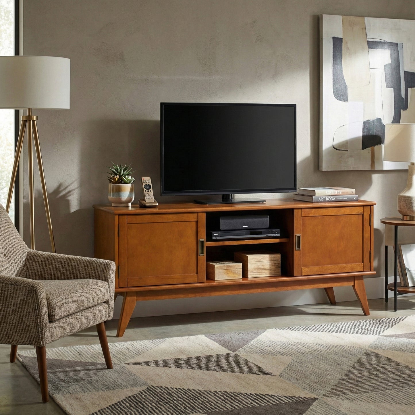Teak Brown | Draper Mid Century Low TV Stand
