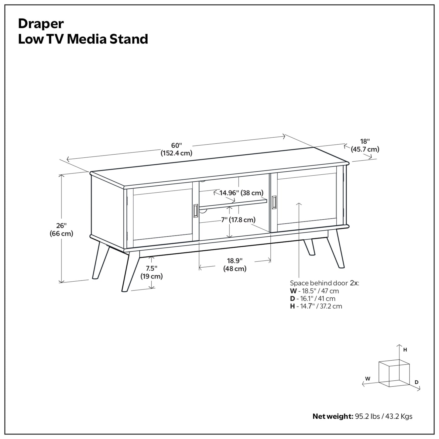 Teak Brown | Draper Mid Century Low TV Stand