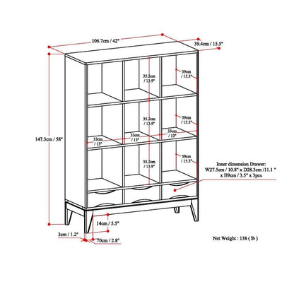 Walnut Brown | Harper 58 x 42 inch Cube Storage with Drawers