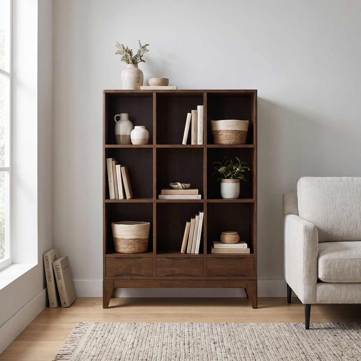 Walnut Brown | Harper Cube Bookcase