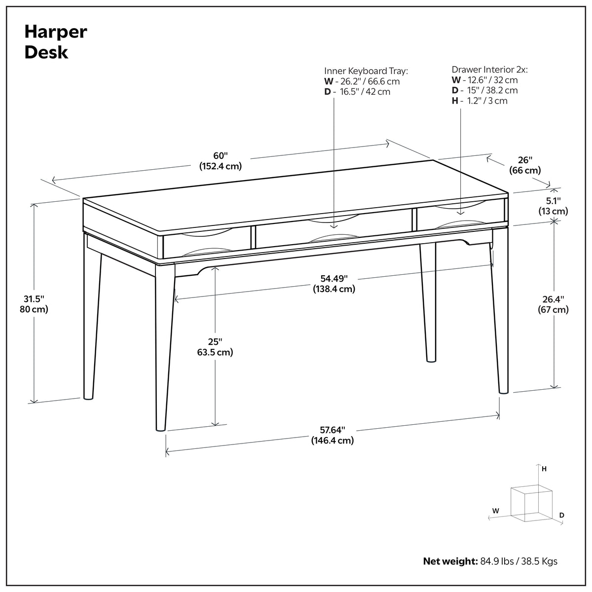 Walnut Brown | Harper Desk